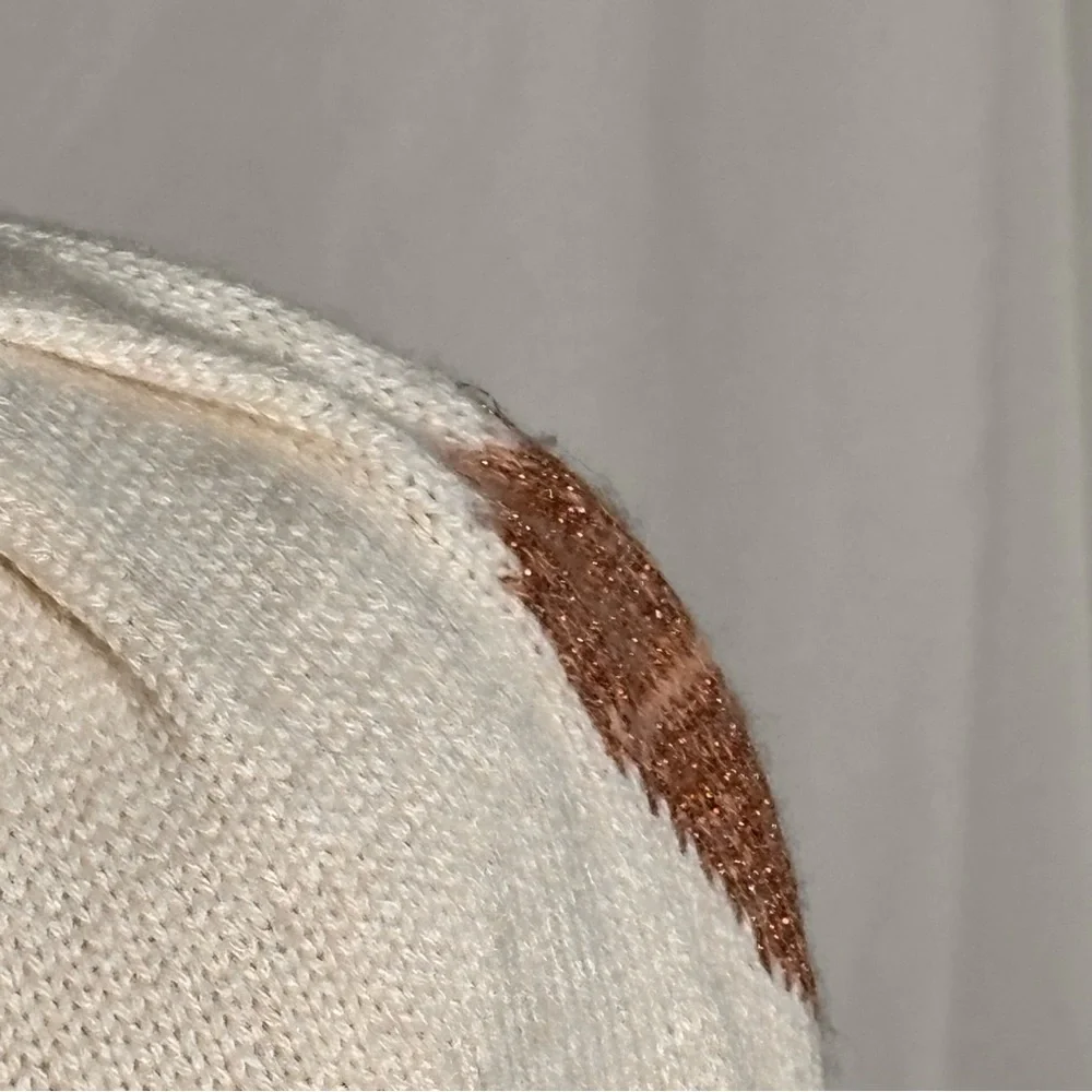 Splendid Cream Heart Sweater Bronze Lurex Hearts Soft Knit Crew Neck Size XS